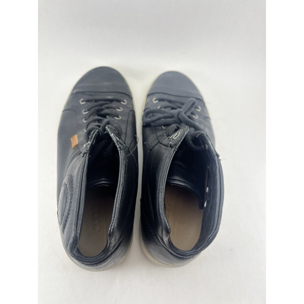 Ecco Soft 7 Mens 7 Black Leather Sneakers Lace-Up High Top Round Toe Casual - Picture 7 of 10